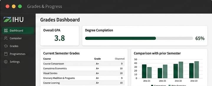 IHU Grades Dashboard Screenshot